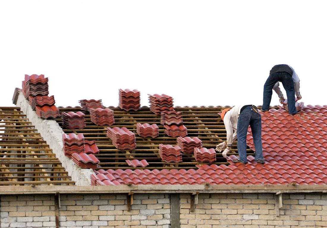 Tile roof work with battens and roof details exposed